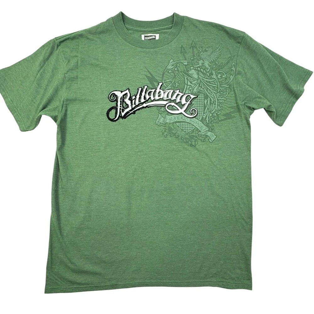 Billabong Griffin Medieval Knight Graphic T Shirt Green Skater Streetwear Y2K